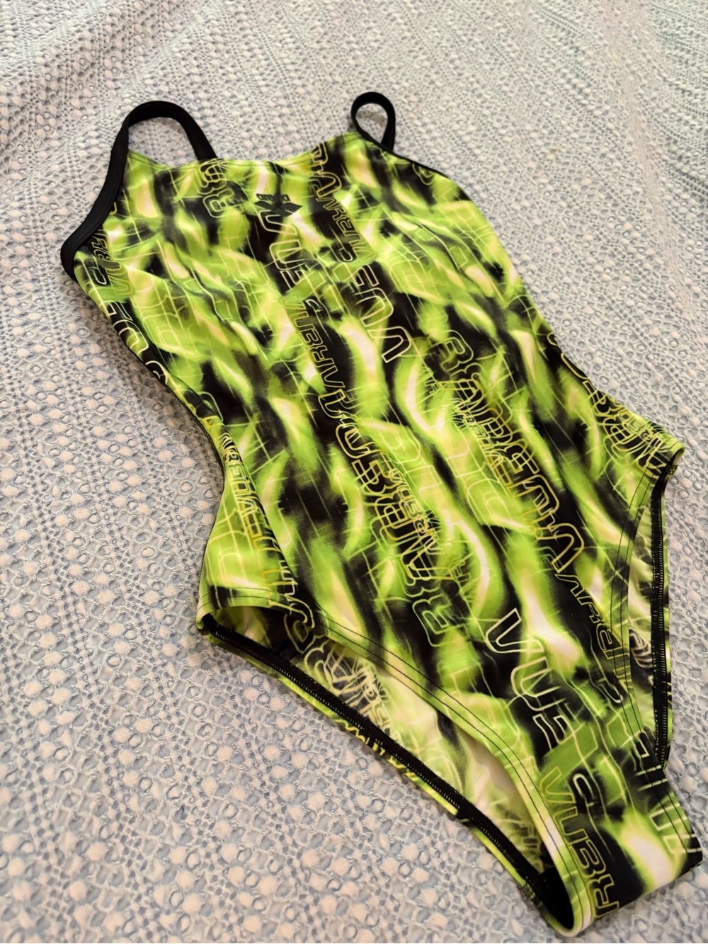 Arena Mabelle FL Spider Challenge Back Swimsuit Black Pistache Green Sz 32 - Picture 3 of 13